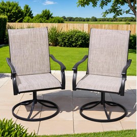 Dovov Outdoor Swivel Dining Chairs Set of 2, Textilene Patio Swivel Chair All Weather Outdoor Dining Chairs 360 Degree Rotating Metal Patio Rocking Chair for Lawn, Porch, Garden, Backyard, Poolside