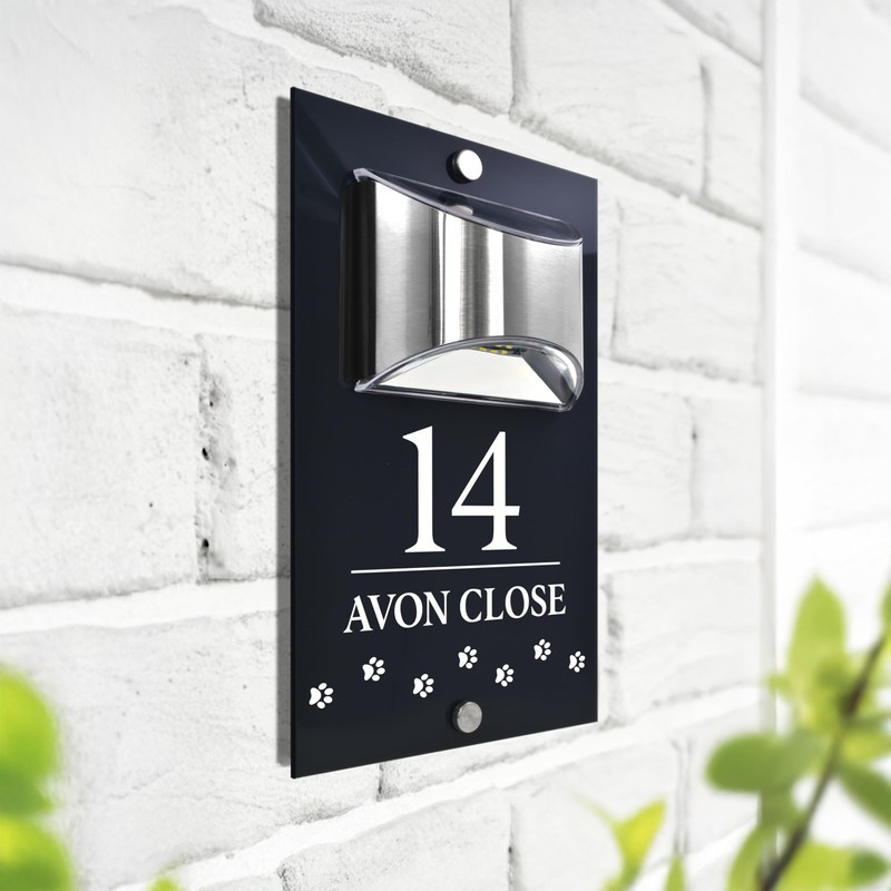 Custom Signs Solar Illuminated Modern Anthracite House Number Sign 24cm