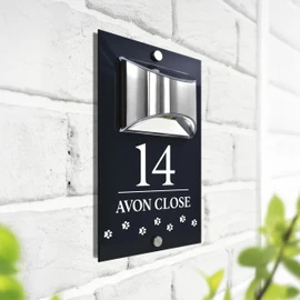 Custom Signs Solar Illuminated Modern Anthracite House Number Sign 24cm x 14.5cm Paws Walk Horizontal Design
