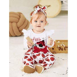 PATPAT Baby Clothing Girls Cotton Newborn Romper Clothing Short Sleeves Sleeveless + Bow Shorts + Headband Clothing Sets for Girls, 3 Pieces, Summer 0-18 Months Gift, Long White