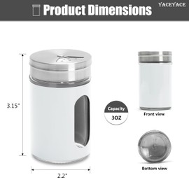 YACEYACE Salt Shakers for Kitchen, 2Pcs White Small Flour Shaker,3oz Salt and Pepper Shaker Set, White Powdered Sugar Shaker with Adjustable Lids