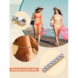 Supcare Cuban Chain Anklet, 3MM Miami Curb Link Ankle Bracelets Stainless Steel Anklet Chain for Woman Girlfriends