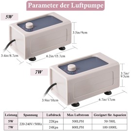 FEDOUR 5 W Super Quiet Aquarium Air Pump, 500 LPH Powerful Oxygen Pump with Double Outlet, Adjustable Aquarium Aerator Pump for 50-700 L Aquariums with Complete Accessories