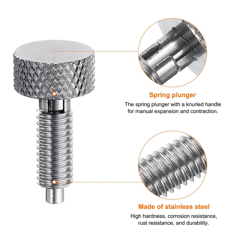 QUARKZMAN Pack of 2 Spring Plunger with Knurled Handle M6