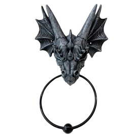 Puckator DRG537 Shadows of Darkness Grey Stone Effect Dragon Skull Door Knocker