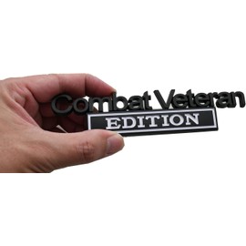 2PCS Combat Veteran Edition Emblems 3D Raised Decals Exterior Truck Stickers Replacement for F150 F250 F350 Chevy Silverado 1500 2500 (White)