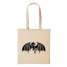 huuraa Jute Bag Dragon Chinese Gift Idea for Men and Women Cotton Bag for Friends and Family, beige