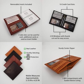 ag wallets AG Wallets Men's RFID Genuine Leather European Bifold Wallet Hipster 2 ID Windows (Marmalade Tan) One Size