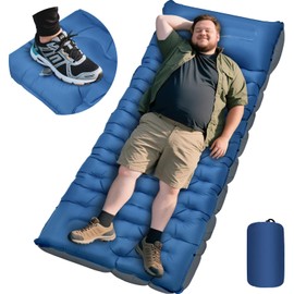 Oramoose Camping Sleeping Pad, Extra Thick 6 Inch Inflatable Camping Mat with Pillow Built-in Foot Pump Ultralight Portable Sleeping Pads Compact for Hiking Backpacking Travel Tent Car Camp Gear