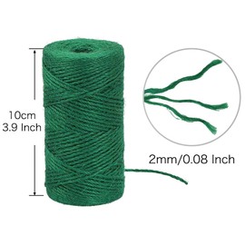 Vivifying 328 Feet Green Garden Twine, Natural 2mm Jute Twine for Floristry, Bundling, Crafts, Chistmas Wrapping (Dark Green)