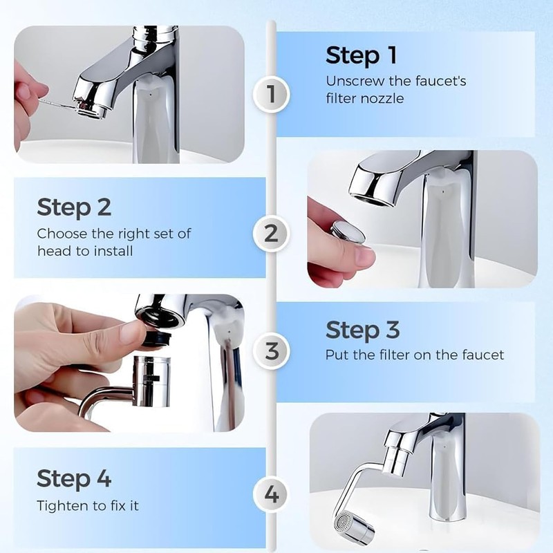 Faucet Extender, 1440° Rotatable Faucet Aerator Extension, U Shaped Faucet