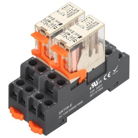 Weasch 2Pack Power Relay RFT2CO524L, AC 24V Coil, 8 Pin 8A, DPDT 2NO 2NC, with LED Indicator Light and Plastic Clip Socket Base UL Certification (2)