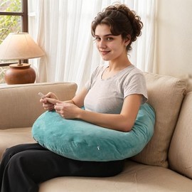 BGZBGZ Crochet Pillows for Lap Support Reading Pillows for Gaming Gaming Pillow for Lap Desk Pillow for Sitting in Bed or Sofa Extra Arm Rest for Reading Playing or Crocheting（Green）