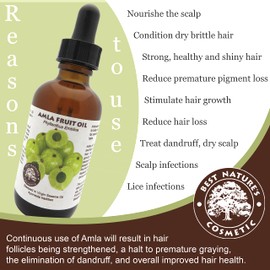 Best Nature's Cosmetics Pure & Natural Indian Amla Oil, Indian Gooseberry Oil, nourish the scalp, condition dry and brittle hair, for strong and shiny hair 2 fl oz / 60 ml