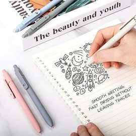 FIOVER - Bolígrafos de gel, 5 unidades de 0.020 in de secado rápido, tinta negra, punta fina, bolígrafos de escritura suave, serie de alta gama para s