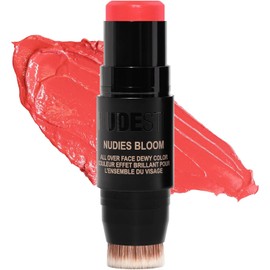 Nudestix Nudies Bloom All Over Dewy Color – 3-in-1 Cream Blush Stick for Cheeks, Eyes & Lips with Built-In Brush Sheer, Glossy Finish Vegan, Long-Wear, Multi-Use Makeup (Poppy Girl)