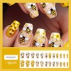 Cute Bee Press on Nails Yellow Flower False Nails Medium