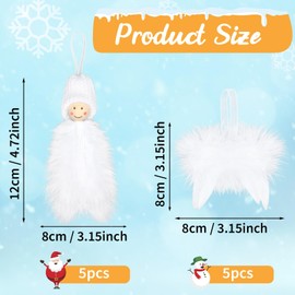 Becellen Pack of 10 Christmas Decorations Angel Wings, Fantasy Angel Christmas Tree Decorations, White Feather Wings Ornament for Christmas Tree Decoration
