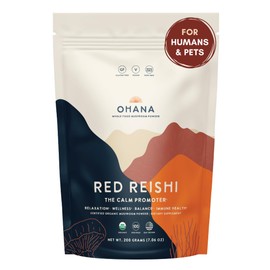 Ohana Mushrooms Ohana Red Reishi, Organic Mushrooms Powder Blend, USDA-Organic Whole Food Mushroom Supplement, Non-GMO, Gluten-Free, 7.06 oz Bag, Pack of 1