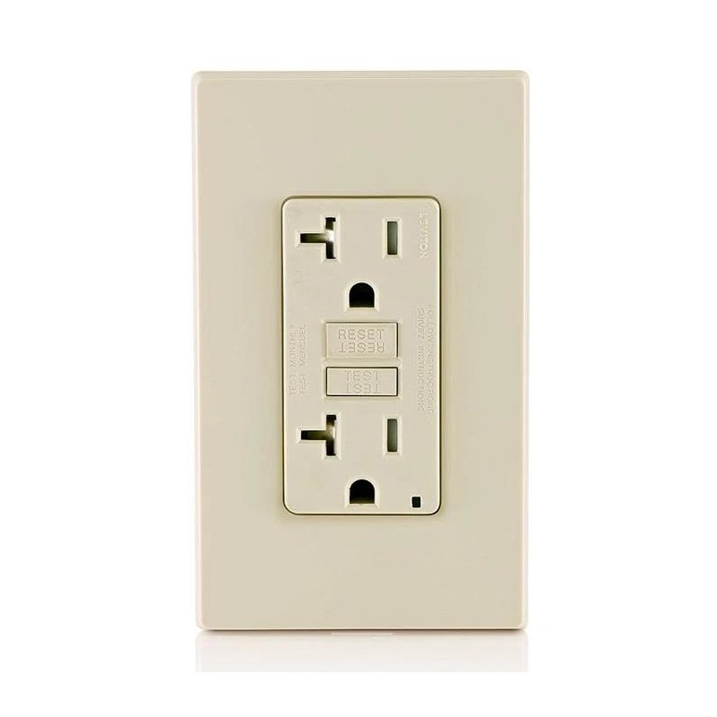 Leviton 20 Amp Light Almond GFCI Electrical Outlet Ground Fault
