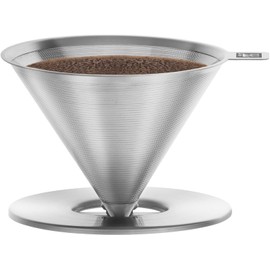 Zwilling J.A. Henckels Z1024-005 Zwilling Stainless Steel Coffee Dripper Paperless Filter, For 1 to 4 Cups, Dishwasher Safe