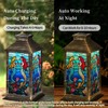 Solar Lantern Stained Glass Window Panel Mermaids Ocean Waves Shells