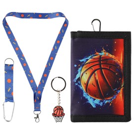 GmeDhc Children's Neck Pouch, Children's Wallet with Key Ring and Lanyard, Purse for Boys and Girls, basketball c, Fashion