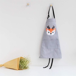 Lindong Apron Cute Animals with Pocket for Adults Children Waterproof Cotton Linen Kitchen Apron Bib Apron Cooking Apron