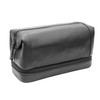 Men's Soft Black Leather Zipped Bottom Wash Bag Toiletry Bag