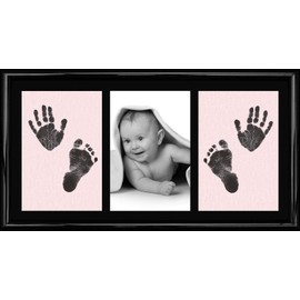 New Baby Boy Girl Gift Inkless Hand and Footprints Kit Frame Impression Prints - White, Pink, Blue, Grey Cards and Choice of Sizes