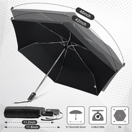 Lejorain Compact Folding Umbrella Travel - Auto Open Close Small Umbrella Strong Unbreakable Portable Lightweight Umbrellas