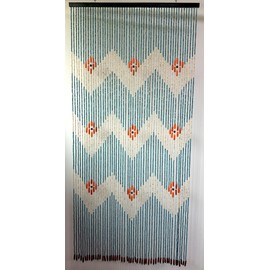 FlavorThings Blue Wood Bead Curtain - Waverly - Natural Wood Bamboo Door String Curtains for Doorways Boho Hanging Beads Curtains Room Divider Home Decor - 36" x 76" - 52 Strands (Blue)
