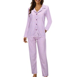 Celucke Women's Soft Comfortable Polka Dot Print Long Sleeve Pajama Set with Lapel Button Design for Relaxation and Sleep, Satin Pyjamas For Women, Pj Shorts Set, Ladies Comfort Lounge Wear
