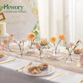 Hewory Small Bud Vases Set of 12: Clear Glass Vases for Flowers - Modern Bud Vase Bulk for Wedding Centerpieces Baby Shower Parties Rehearsal Dinner Table Decorations