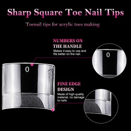 AddFavor 240pcs Toe Nail Tips Clear Soft Gel Toenail Tips Half Cover Square Acrylic Toe Tips Press on Nails Clear Artificial False Fake Toe Nails Tips for Salon and Home Foot Pedicure Manicure