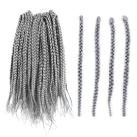 BOHOBABE Gray Box Braids Crochet Hair 8 Inch 8 Packs Short Prelooped Grey Crochet Box Braiding Hair (Gray)