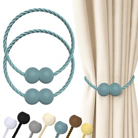 Hion Magnetic Curtain Tiebacks Blue 2pcs, Curtain Holdbacks Hooks Holders