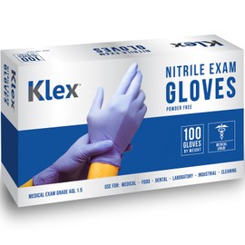 Klex Nitrile Exam Gloves - Medical Grade, Powder Free, Rubber Latex Free, Disposable Examination Grade Glove, Strong Food Safe, Lavender XL Extra Large, 3 Box of 100, 300 Count