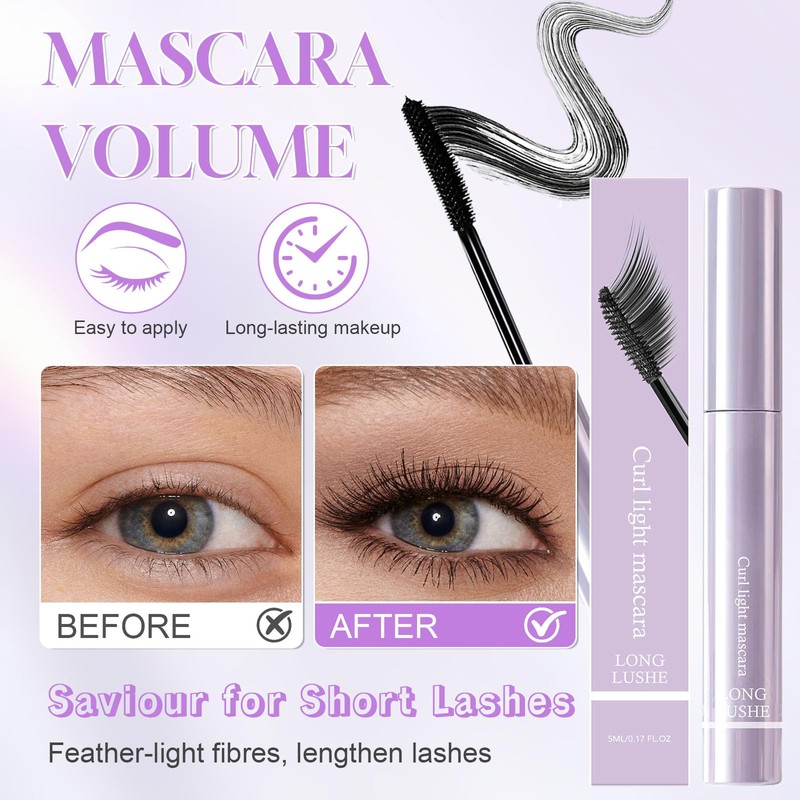 Mascara for Older Women, Black, Waterproof Mascara, Natural, Hypoallergenic, Volumising