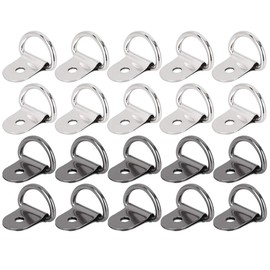 X AUTOHAUX Tie-Down Rings Trailer Anchors D-Ring Fixed Anchor for Car Truck Trailer Cargo RV Boat Iron Stainless Steel Silver Tone Titanium Tone 20pcs