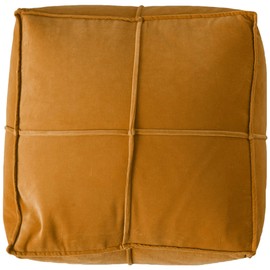 Creative Co-Op Square Cotton Velvet Pouf, Goldenrod