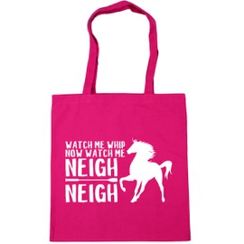 Hippowarehouse Watch Me Whip, Now Watch Me Neigh Neigh Horse Riding Tote Shopping Gym Beach Bag 42cm x38cm, 10 litres