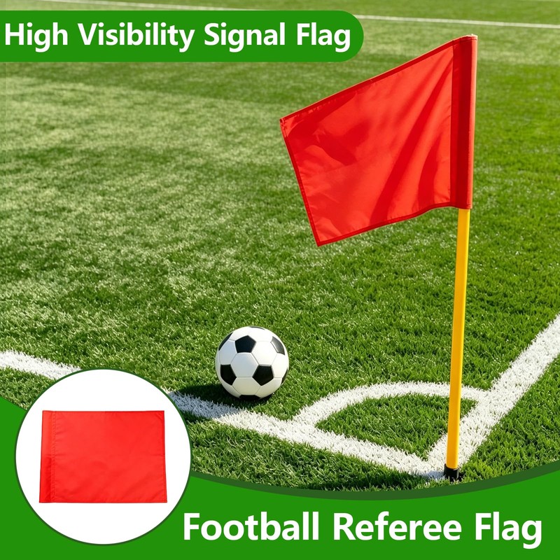8 Pieces Solid Red Soccer Referee and Corner Flags