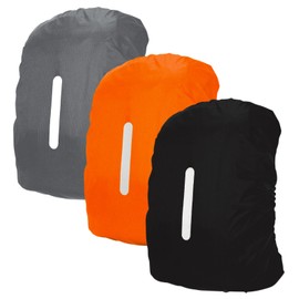 Rain Cover Pack of 3 Rain Cover Waterproof Rain Cover Reflector Backpack Cover School Bag Rain Cover for Backpack School Bag Hiking Climbing Cycling XS 15L-25L Black Grey Orange