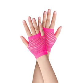 SamHeng Fishnet Gloves, 1 Pair Short Mesh Gloves, Pierced Fingerless Nylon Mesh Gloves, Funky Retro Elegant, Stretchy, Opera Evening, Party, 1920s Gloves, mauve