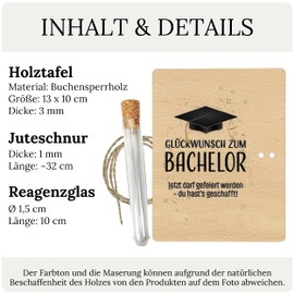 ZUKLA Packaging for Money Gifts Bachelor Gift 2025-13 x 10 cm - with Test Tube - Money Gift Packaging Made of Wood - Gifts for Bachelor's Degree
