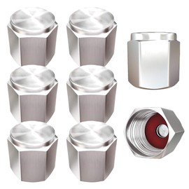 8PCS Brass Tire Valve Stem Caps - Metal Tire Stem Cover with Rubber O-Ring, Hexagon Car Wheel Tire Valve Caps Dust Proof Covers, Corrosion Resistant Leak-Proof Tire Air Caps, Universal for Most Cars