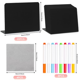 RAFIYU Chalkboard Small Set, 20 Signs Mini Chalkboards for Labelling, Price Tags Stand in L Shape, Reusable Chalkboards with 8 Pens Supplied for Buffet Signs Café Wedding Party