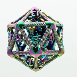 World of Dice - Fafnir W20 Prism - 20 Sided Metal Dice, W20 with Dragon Inside, Ideal for Dungeons and Dragons (D&D), The Black Eye (DSA), and many more, D20