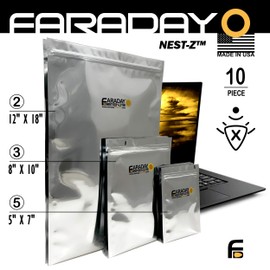 Faraday Defense 10pc Kit NEST-Z Faraday Bag EMP/Solar-Flare Prepper Ultra Thick - Military Grade Design, Superior Shielding Performance, Phones - Radios - Hard Drives - Tablets - Laptops Made in USA